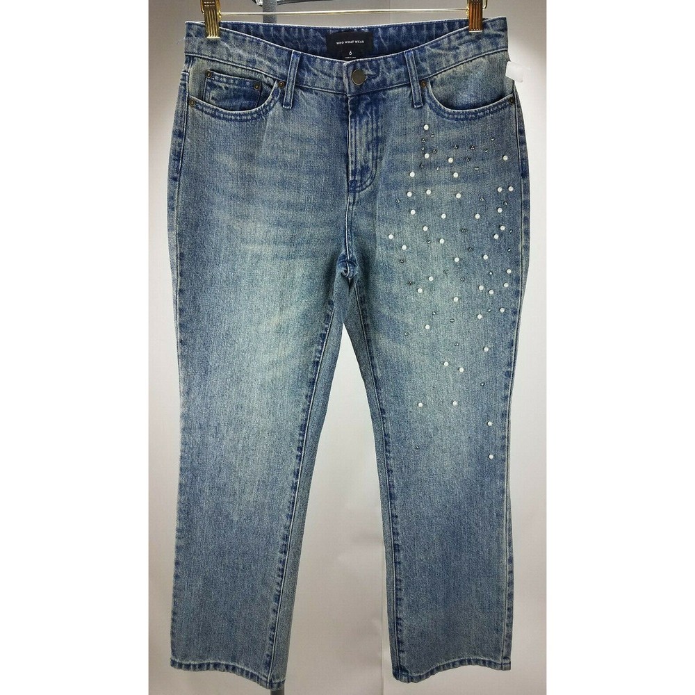 Who what wear medium wash denim capri jeans women size 6